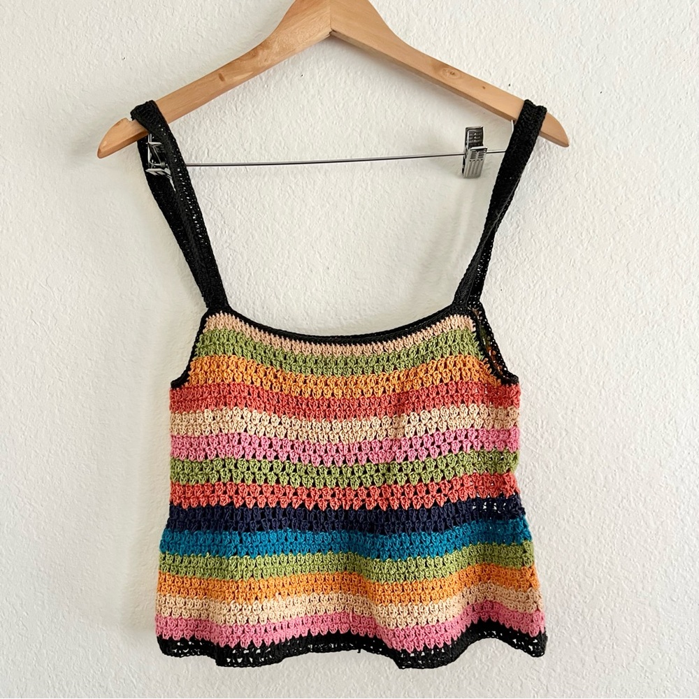 Vintage Handmade Colorful Crochet Tank Sz S/M - Picture 3 of 3